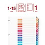 Staples Customizable Table of Contents Numeric Dividers, 1–15 Tabs, Multicolor, Reinforced Binder Index Dividers~#|#~D342A5DD-D3E3-4CEE-8247FA6D2E8BCF5D_sc7