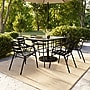 Flash Furniture Lila 55" Patio Table with Umbrella Hole and 6 Slat Stack Chairs, Black (TLH089R017CBK6)~#|#~D44CC828-0DE9-4DB6-9E327D55EA98DB27_sc7