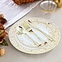 Round Elama Plastic Dinnerware Set, White/Gold, 150 Piece~#|#~D59024EF-BD31-4AFB-968E3AF3364E7BDC_sc7