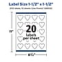 Avery Heart Shaped Laser/Inkjet Multipurpose Labels, 1.5" x 1.5", Glossy White, 200/Pack (94602)~#|#~D593D2A8-B0E1-4F06-B79C98FF6C8BA900_sc7