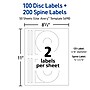 Avery Laser CD Labels, White, 2 Labels/Sheet, 50 Sheets/Pack, 100 Labels/Pack (5698)~#|#~D83E4526-5AD5-48FC-A01C096BF950005C_sc7