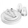 Round Elama Plastic Dinnerware Set, White/Silver, 150 Piece~#|#~DA740BA9-5AB6-4CEE-8D0FE35E30C36B6D_sc7