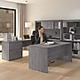 Bestar Logan 66"W U or L Shaped Desk with Hutch, File Cabinet, and Bookcase, Bark Gray (46851-47)~#|#~DB107253-96ED-4B97-81019ECD006D5B8D_sc7