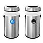 Alpine Industries Stainless Steel Recycling Bin and Trash Can with Open Lid, 34 Gallon, Silver, 2/Pack (ALP470-65L-R-T)~#|#~DB47F81D-DA33-4873-B451773BFB85FCB4_sc7