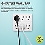 GoGreen Power 6-Outlet Wall Tap, White, 3/Pack (GG-16000TW)~#|#~DDCA89EF-B494-480A-B0A955748DF26FFD_sc7