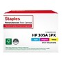 Staples Remanufactured 305A Toner Cartridges Cyan/Magenta/Yellow Standard Yield Replacement for HP 305A (3-Pack)~#|#~DE4D42CB-10B6-4F44-9F881F298167E309_sc7