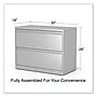 Alera 2-Drawer Mobile Lateral File Cabinet, Letter/Legal Size, Lockable, 28.375"H x 36"W x 19.25"D, Light Gray (ALELF3629LG)~#|#~DF1EDB06-C36C-4C0C-A667AC8C2CD997F8_sc7