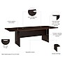 Bush Business Furniture 96W x 42D Boat Shaped Conference Table with Wood Base, Mocha Cherry (99TB9642MRK)~#|#~DFCCFF43-8769-4171-BED7C2858F842D20_sc7