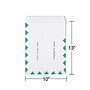 Staples First Class Self Seal #13 Envelope, 10" x 13", White with green diamond border, 100/Box (ST195032-CC)~#|#~E06B61FD-E15F-459A-B039B643B9944F3F_sc7