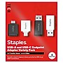 Staples TECH USB-A to USB-C Adapter Set, Assorted Colors, Male to Female, Data/Charging Adapters, 4-Pack~#|#~E1B24D04-0C29-4868-8605513E24A51EF3_sc7