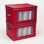 Household Essentials Holiday Stemware Windowed Panel Storage Box with 12 Compartments, Red/Green (HH540RED)~#|#~E1FDF0CE-209E-48B4-91075BFCB7592F3B_sc7