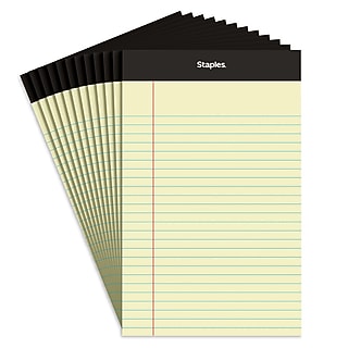 Grapas, 8 – 1/2" X 14," Glue-top Bloc De Notas, Wide Gobernado, 12/Unidades, Color Blanco