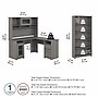 Bush Furniture Cabot 60"W L Shaped Computer Desk with Hutch and 5 Shelf Bookcase, Modern Gray (CAB011MG)~#|#~E2863C0F-1684-4D5A-A0827EE3F852D349_sc7