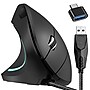 Delton S12 Wired Vertical Ergonomic Left-Handed USB-A/C Mouse, Black (DMERG12LU) ~#|#~E3A5E016-4A83-46DA-947E42EA1B33EADA_sc7