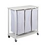 Household Essentials 3-Section Rolling Laundry Sorter with Lid, Polyester, White (HE1119)~#|#~E3F6D2B2-FA1A-4905-B3DA54F08E5432D8_sc7