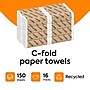 Coastwide Professional Recycled C-Fold Paper Towels, 1-Ply, 150 Sheets/Pack, 2400 Sheets/Carton~#|#~E415B468-9E9F-442D-A1C004307D1C9568_sc7