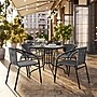 Flash Furniture Lila 28'' Square Table with 4 Rattan Stack Chairs, Gray (TLH073SQ037GY4)~#|#~E41B25E6-0E60-4CE5-AE1022E3D5C3C209_sc7