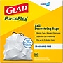 Glad ForceFlex Tall 13 Gallon Drawstring Commercial Trash Bag, Low Density, 0.6 mil, White, 100 Total Bags (78374)~#|#~E41FD766-E725-4E39-962E12A5E9640ABC_sc7