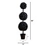 Nearly Natural UV Resistant Artificial Halloween Black Triple Ball Boxwood Topiary, 5' (T5175)~#|#~E43DECE8-4899-4EF0-854DE4F220A3E387_sc7