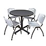 Regency 42-inch Round Laminate Gray Table With 4 M Stacker Chairs, Gray (TKB42RNDGY47GY)~#|#~E44E3AF9-9B4D-4106-816B437B8510CA4F_sc7
