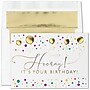 Customizable "Hooray!" Birthday Card, Blank Inside, w/ Gold Lined White Fastick Env, 50/Box~#|#~E48809D7-A7AB-40B5-B6A9E8464D2BED12_sc7