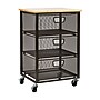 Mind Reader 3-Shelf Drawer Mobile Organizer Cart with Wheels, Black (3TMESHC-BLK)~#|#~E71F4076-27ED-4189-B33B5CF2F4FAEB3D_sc7