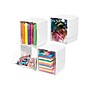 Deflect-O Interlocking Tilt Bin Compartment Plastic Storage, White/Clear, 4/Pack (421103)~#|#~E772394B-C78D-423B-B4D69B46A6163861_sc7
