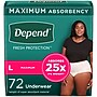 Depend Fresh Protection Adult Incontinence Underwear for Women, Disposable, Large, Blush, 72 Count (54198)~#|#~E85C88E4-E404-4655-98C6F299FECE5BA9_sc7