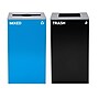 Alpine Industries Steel Recycling and Trash Can Set with Square and Mixed Lid, 29 Gallon, Blue/Black, 2/Pack (ALP4450-BLK-KIT3)~#|#~E9A32B96-C9CD-4CA1-919D2DDF62285AB7_sc7
