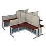 Regency Instant Office 63"H x 258"W 4 Person L-Shaped Cubicle Panel Workstation, Hansen Cherry (IO36494-03K-4P)~#|#~ED2992EC-A812-419C-85C351EFC07FF497_sc7