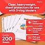 Staples Heavyweight Sheet Protectors, 8.5" x 11" – Clear 3-Hole Punched Page Protectors, Archival Safe, 200-Pack~#|#~ED980225-2453-4A36-A99162230DD75955_sc7