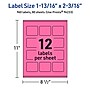 Avery Rectangle Laser/Inkjet Multipurpose Labels, 1-13/16" x 2-3/16", Bright Pink (960/Box)~#|#~EDE6A041-A7AA-46BC-A6232905E77F8F98_sc7