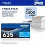 Brother TN635 Standard Yield Cyan Toner Cartridge, Prints Up to 1,800 Pages (TN635C)~#|#~EDFB1F24-7A76-4028-92E7252BD70C7FC9_sc7