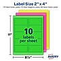 Avery Sure Feed Laser Shipping Labels, 2"x 4", Assorted Neon, 500 Labels/Box (5956)~#|#~EE7048F1-07BF-43AD-A63DD49F7005B312_sc7