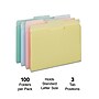 Staples File Folders, 1/3-Cut Tab, Letter Size, Assorted Pastels, 100/Pack (ST459684-CC)~#|#~EECB3747-FF3D-4F6D-9B9AA8119739004F_sc7