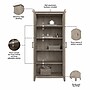 Bush Furniture Key West 66" Tall Storage Cabinet with Doors and 5 Shelves, Washed Gray (KWS266WG-03)~#|#~F073A3AA-4C62-47BF-825DC442BEC4FCCC_sc7