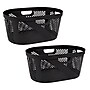 Mind Reader 10.57-Gallon Laundry Basket with Handles, Plastic, Black, 2/Set (2HHAMP40-BLK)~#|#~F200C017-BDBE-4E74-A7721771DC9FD929_sc7