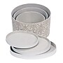 Household Essentials 3-Piece Round Hat Boxes with Lids with Vibrant Scallop Print with Faux Leather Lids, Olive/Cream (HH629-1)~#|#~F258885C-BC71-4C92-A563F7061291BC05_sc7