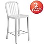Flash Furniture 24" High White Metal Indoor-Outdoor Counter Height Stool with Vertical Slat Back, 2 Pack (2CH6120024WH)~#|#~F4E20079-A094-4E74-AC9CD08777452448_sc7