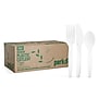 Perk Eco Compostable PLA Assorted Cutlery, 360 Count Bulk Disposable Utensils (Forks, Spoons & Knives), Medium‑Weight, White~#|#~F96F5DB7-8553-40B6-85B4F6FAF5C7CB19_sc7