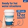 Perk 12 Oz Paper Hot Cups, 500 Count Bulk Disposable Coffee Cups for Hot Beverages, White/Blue~#|#~FBF6EC79-D69D-4828-B38D94DCDA822FCC_sc7