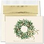 Customizable "Regal Wreath" Holiday Card, Blank Inside, w/ Gold Lined Ecru Fastick Env, 250/Box~#|#~FD682CC4-C3E4-474F-AF8A1F37968AA6B9_sc7