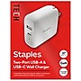 Staples TECH GaN USB-A/USB-C Wall Charger, 37W, White (ST62324-CC)~#|#~FD91E5A1-EDA5-4143-A1F6DA4C899E6EEF_sc7