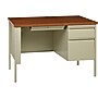 Lorell Fortress 45.5"W Office Desk, Putty/Oak (LLR66947)~#|#~FF7DBFDE-59EE-4915-8F5430164F54D98A_sc7