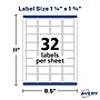 Avery Laser/Inkjet Removable Durable Labels, 1.25" x 1.75", White, 32 Labels/Sheet, 8 Sheets/Pack, 256 Labels/Pack (22828)~#|#~FF9EE6AD-8CF6-486C-BD474B1E2F725BB5_sc7