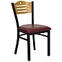 Flash Furniture HERCULES Slat Natural Wood Back Vinyl Metal Restaurant Chairs, Burgundy, 24/Pack~#|#~m000052503_sc7