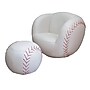 Ore International® Polyester Fiber Baseball Kid's Sports Novlety Chair and Ottoman Set, White/Red~#|#~m000089738_sc7