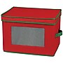 Household Essentials Flute Glass Storage Container, Fabric, Red/Green (544RED)~#|#~m000291296_sc7