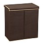 Household Essentials Collapsible Double Hamper with Lid, Poly, Dark Coffee Linen (5614)~#|#~m000291316_sc7