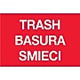 Tape Logic 2" x 3" "TRASH/BASURA/SMIECI" Inventory Label, Red, 500/Roll~#|#~m000957685_sc7